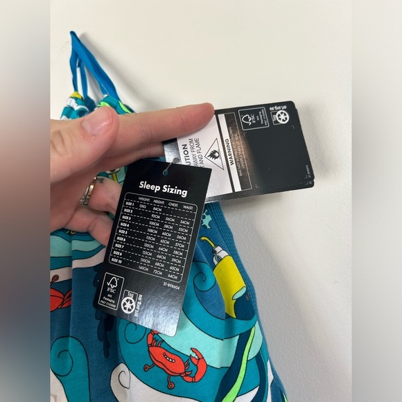 NIB Bonds Waffle Pyjamas Ocean Sea Size 4 - Picture 4 of 8